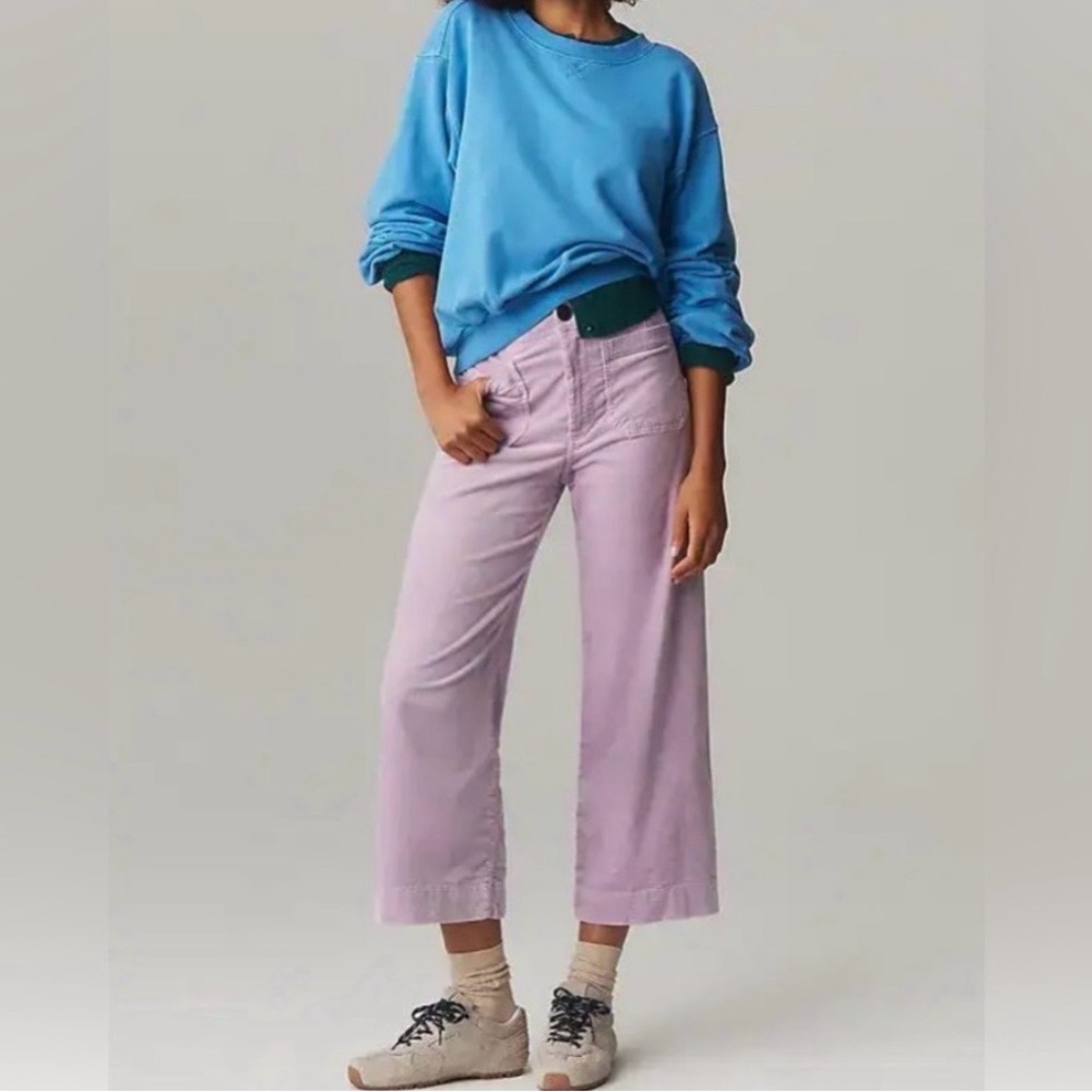 Anthropologie, Maeve: The Collette Lavender Cropped Corduroy Pants